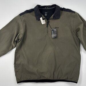 NEW Izod Pullover Golf Jacket Mens Large Green Mesh Lined 1/4 Zip Performance